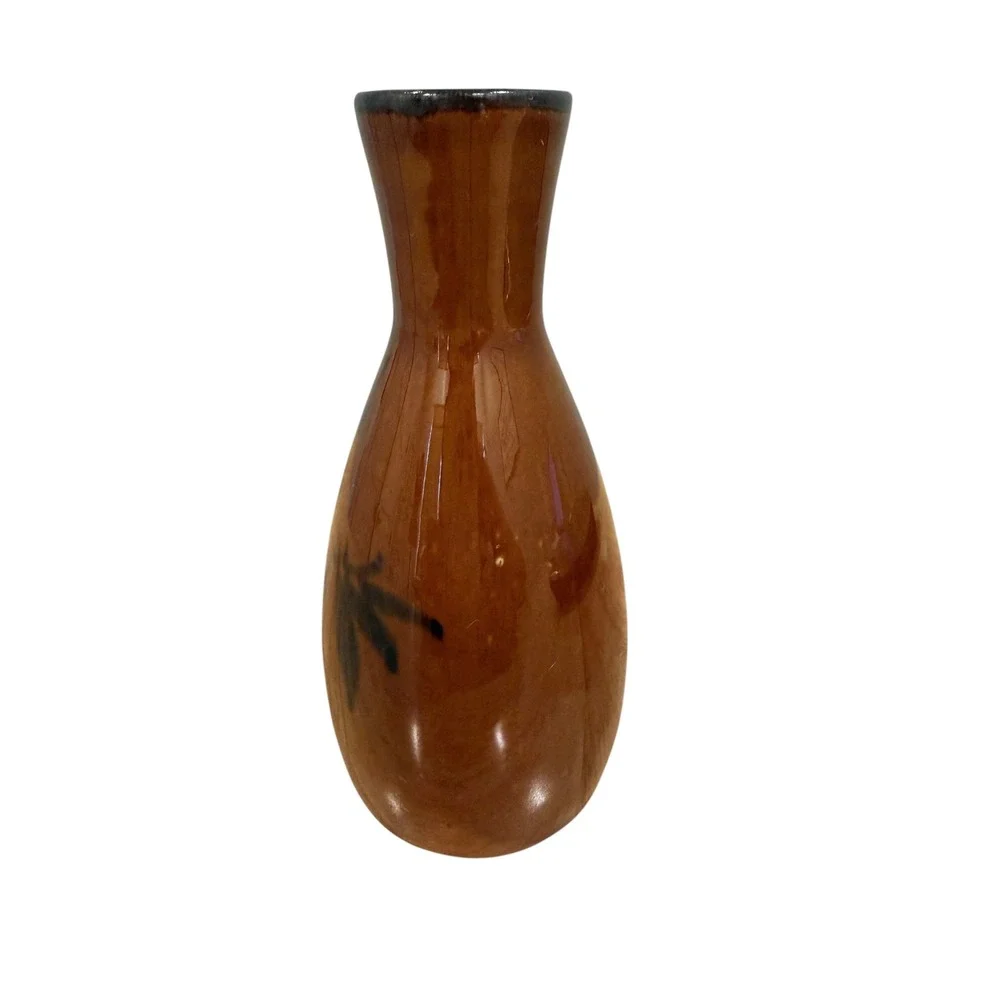 Otagiri Original Japan Hand Crafted Brown Bamboo Ceramic Bud Vase 5 Inch